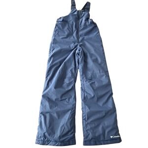 Columbia Youth Snow Bib Overalls Ski Pants L 14-15 Navy Blue Out Grow System